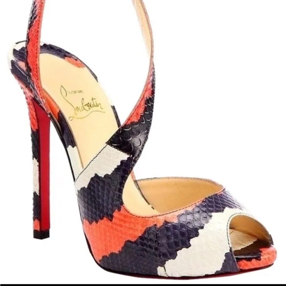 CHristian Louboutin Peep Toe Viveka Snakeskin Ayers Size 7 (As Seen on Beyoncé)